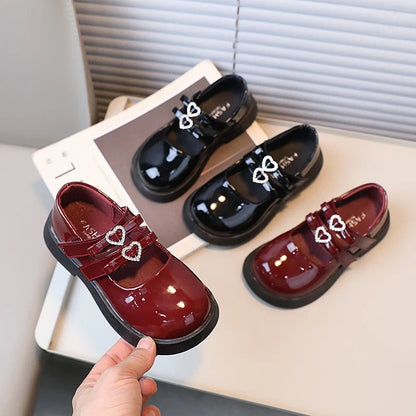 26-36 Girls Mary Jane Shoes - Elegant Leather Chunky Hook-and-Loop Kids Shoes