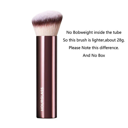 Angled Foundation Makeup Brush — High-Quality Powder Brush with Metal Handle and Aluminum Tube