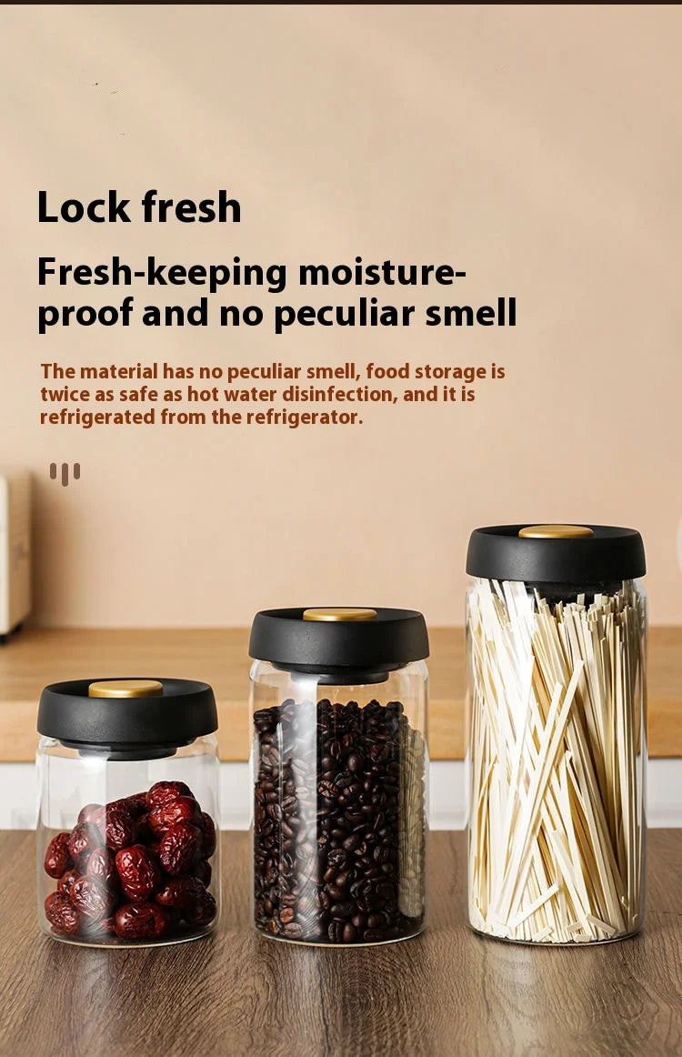 Coffee Bean Vacuum Sealed Glass Jar — Light-Proof, Airtight Container for Food, Grains, Candy & Moisture-Proof Storage