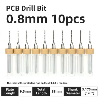 0.1–1.0mm Micro Carbide PCB Drill Bit Set – Tungsten Steel Bits for CNC, Wood & Circuit Board Precision Drilling
