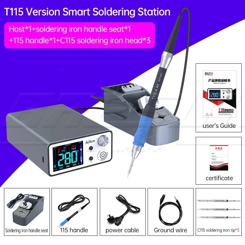 AIXUN T3A T3B Intelligent Soldering Station - T115/T210/T245/T12 Rework Station for PCB & BGA Soldering Tools