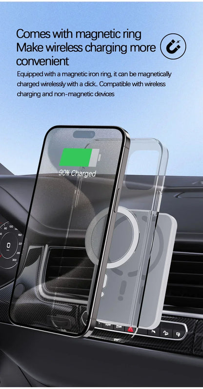 100W Magnetic Wireless Car Charger & Air Outlet Phone Holder — Fast Charging Station for iPhone 16/15/14/13/12 Pro Max