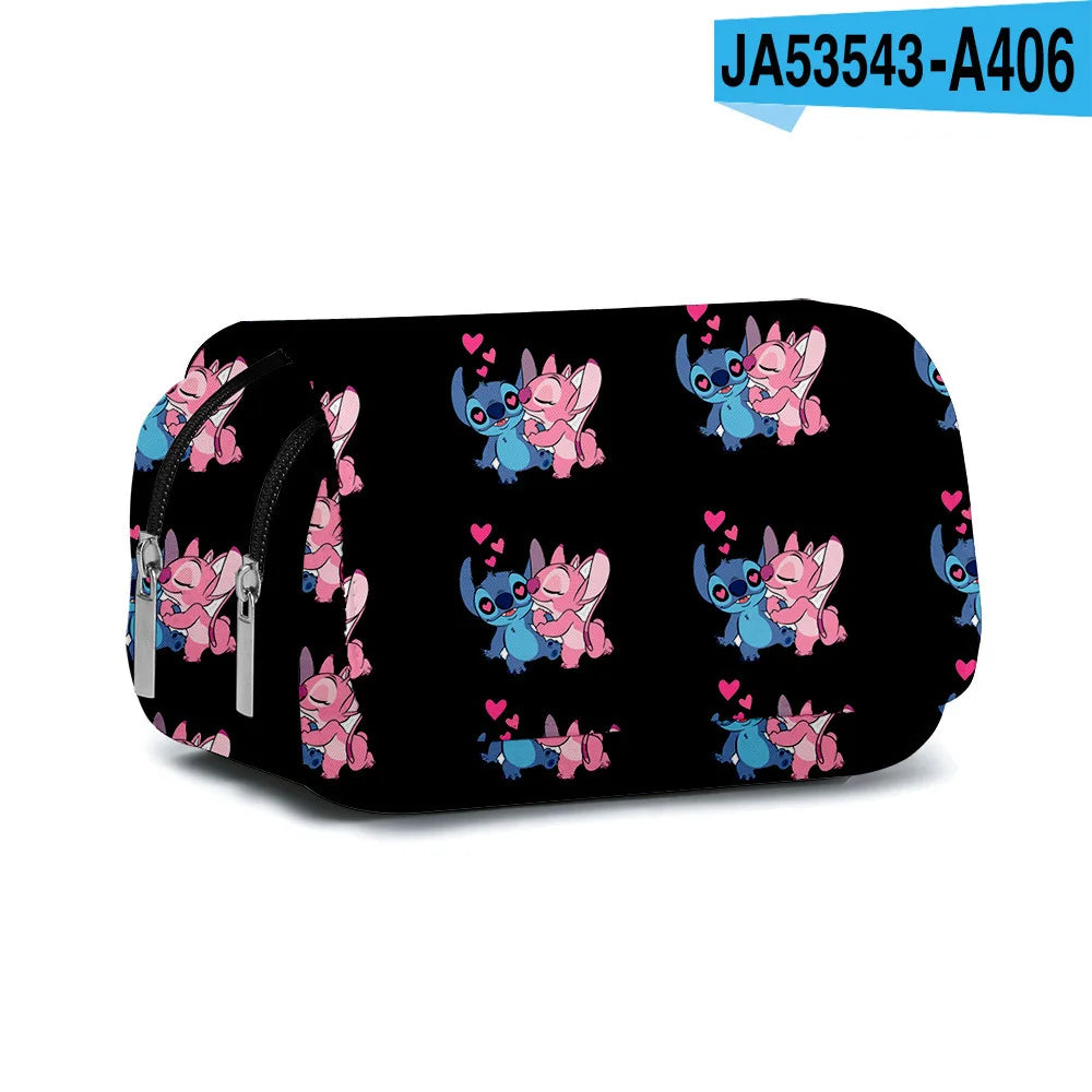 Stitch Fully Printed Flap Pencil Case – Kawaii Anime Stationery Box for School Girls