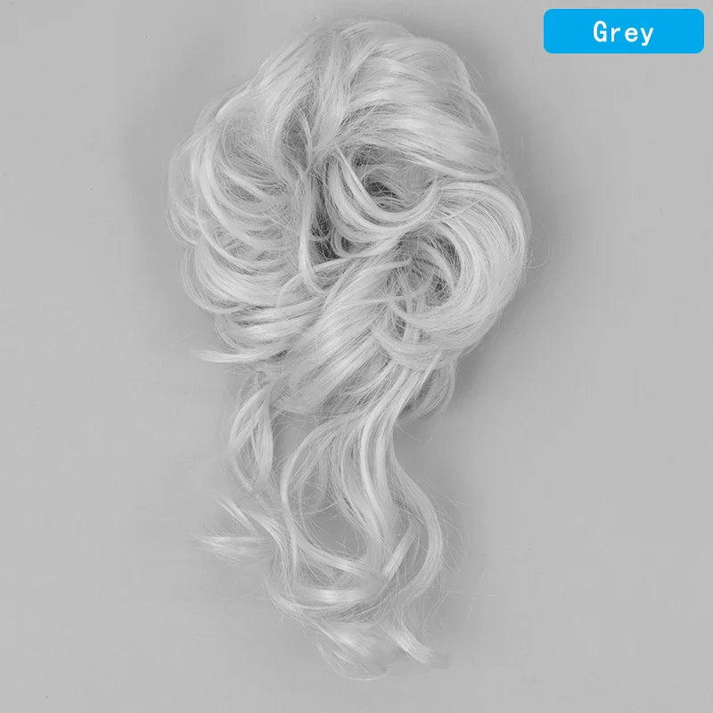 AZQUEEN Messy Bun Hair Extension – Synthetic Curly Wave Chignon Scrunchie, Elastic Band Updo Hairpiece for Women