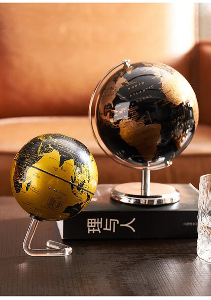 Rotating World Globe with Metal Base – Educational Geography Globe for Children, Classroom Learning Stand