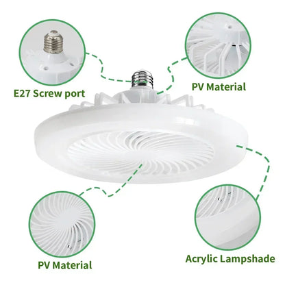 Upgrade Your Living Space with the Smart Remote Control Ceiling Fan - LED Lighting and E27 Converter Base Included for Ultimate Convenience