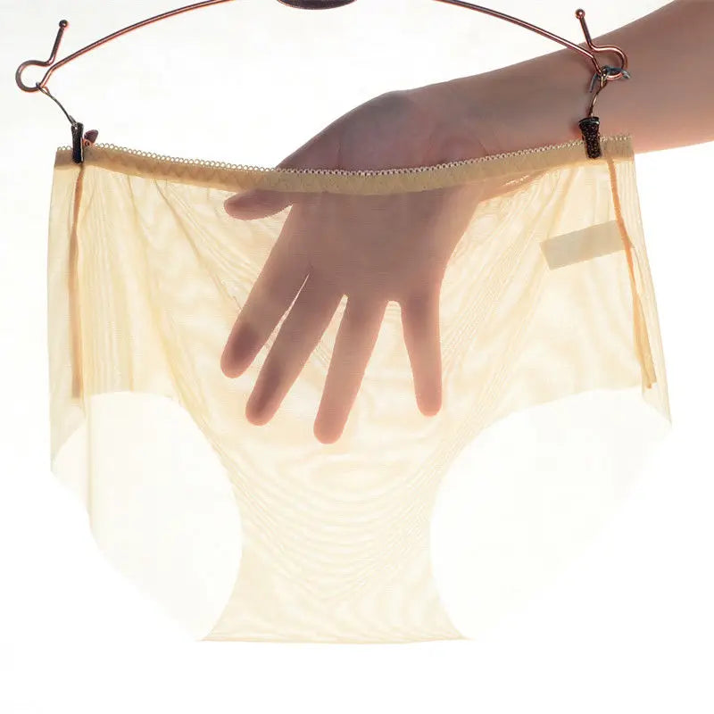 Women’s Full Transparent Panties – Sexy Seamless Ultra-Thin Mid-Rise Lace Briefs Lingerie Underwear