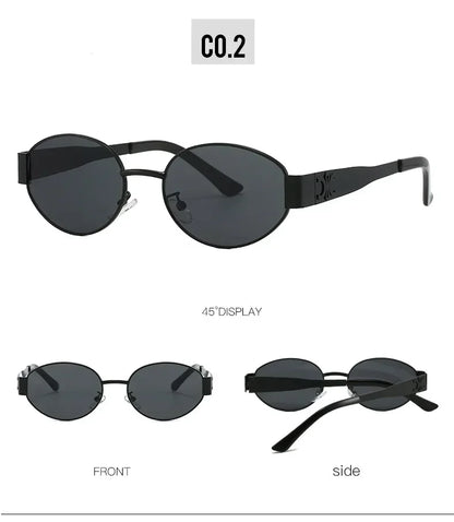 Luxury Metal Brand Sunglasses for Men & Women – Unisex Designer Oval Fashion Eyewear UV400 Shades