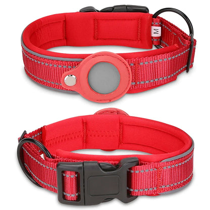 Reflective Padded AirTag Dog Collar – Integrated AirTag Holder for Small, Medium & Large Dogs