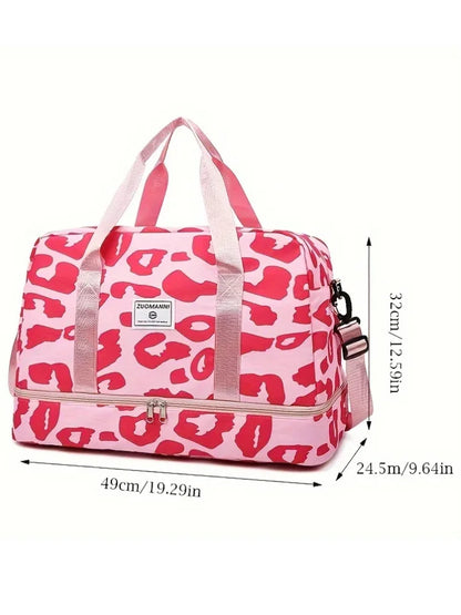 Women’s Carry-On Travel Bag – Spacious Animal Print Nylon Gym & Sports Bag, Large Capacity Weekend Overnight Bag