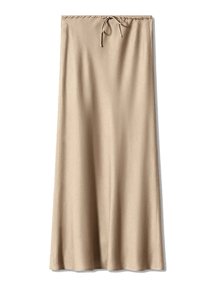 Women’s Long Satin Maxi Skirt – Luxury Shiny High Waist Straight Fit Elegant Skirt for Spring Summer Casual Fashion