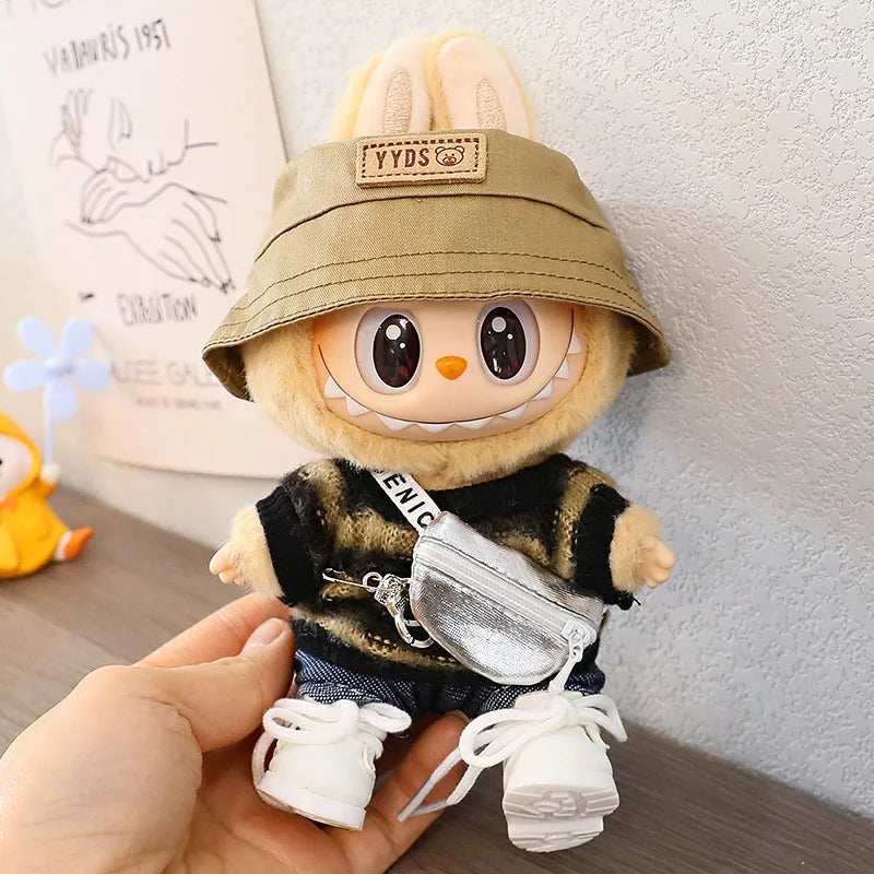 Labubu 15-17cm Blind Box Keychain Doll Outfit – Sweater & Glasses Accessory Set