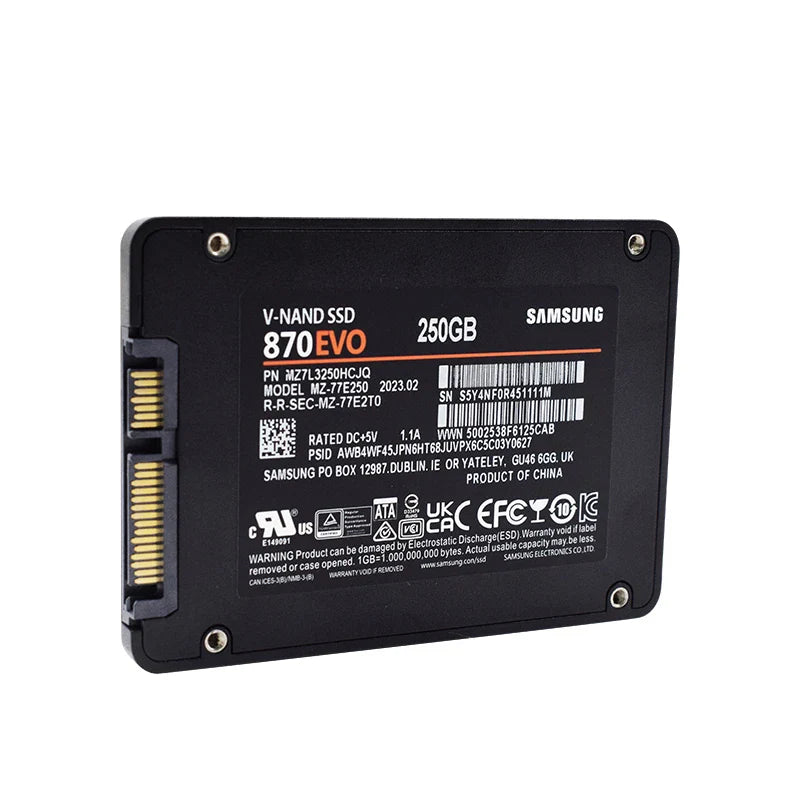 Samsung 870 EVO 2.5" SATA III SSD — 250GB, 500GB, 1TB & 2TB Internal Storage for Laptop & Desktop