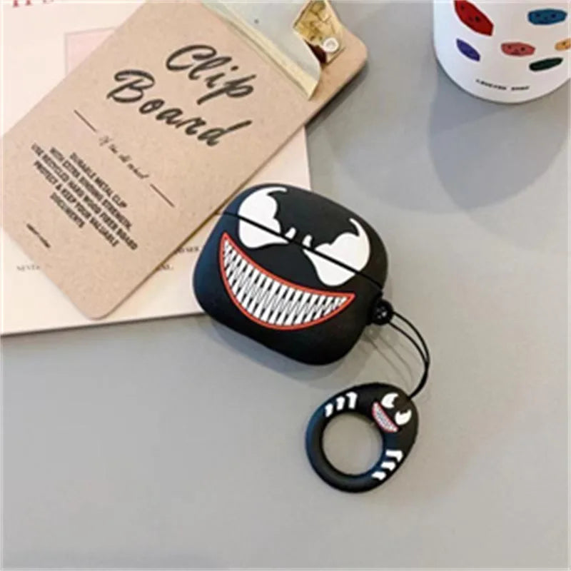 3D Cartoon Silicone Case for AirPods 4 (2024) & AirPods Pro 2/3 — Protective Earphone Charging Cover with Hook