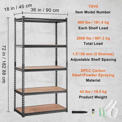 SucceBuy 5-Tier Heavy Duty Metal Storage Shelving Unit – Standing Organizer Rack for Kitchen, Living Room, Warehouse & Flower Stand