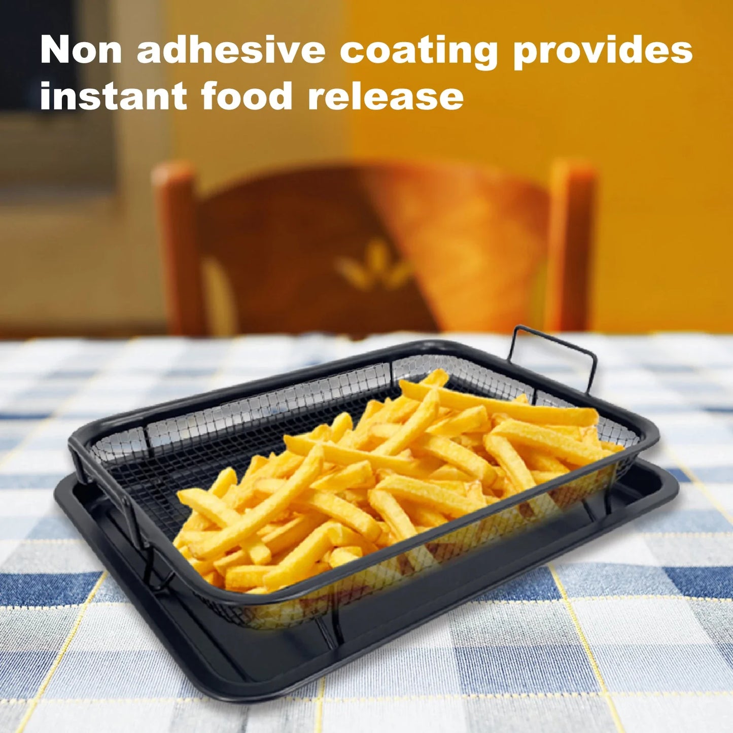 Non-Stick Baking Tray & Frying Pan – Grill Mesh Chips Basket & Baking Dish for Kitchen Use