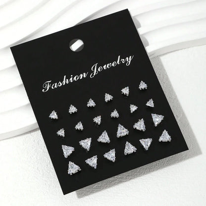 12 Pairs Luxurious Zirconia Earrings Set – Shiny Elegant Simple Stud Jewelry Gift for Parties, Couples & Daily Wear