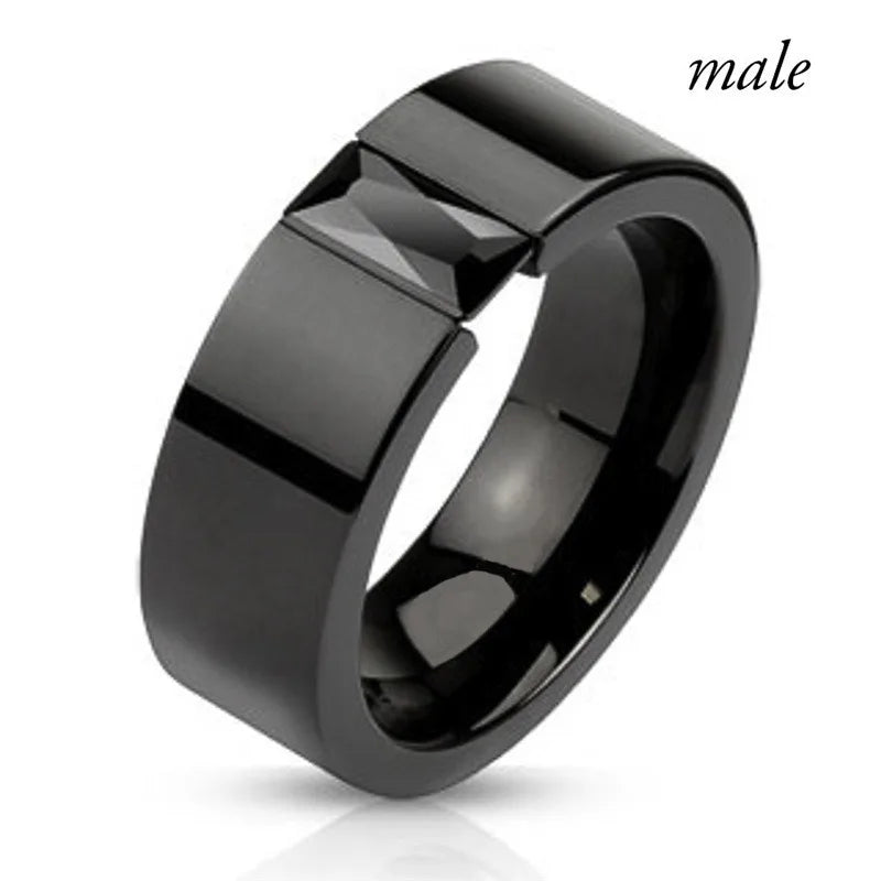 Couple Celtic Dragon Rings Set - Purple Rhinestone CZ Stainless Steel Wedding Jewelry for Men & Women