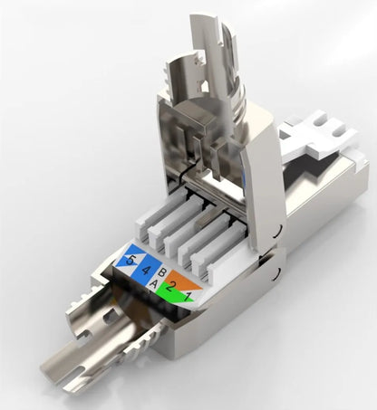 Cat6A/Cat7 RJ45 Connector — UTP/STP Toolless Network Plug | Shielded PoE Ethernet Modular Male Adapter