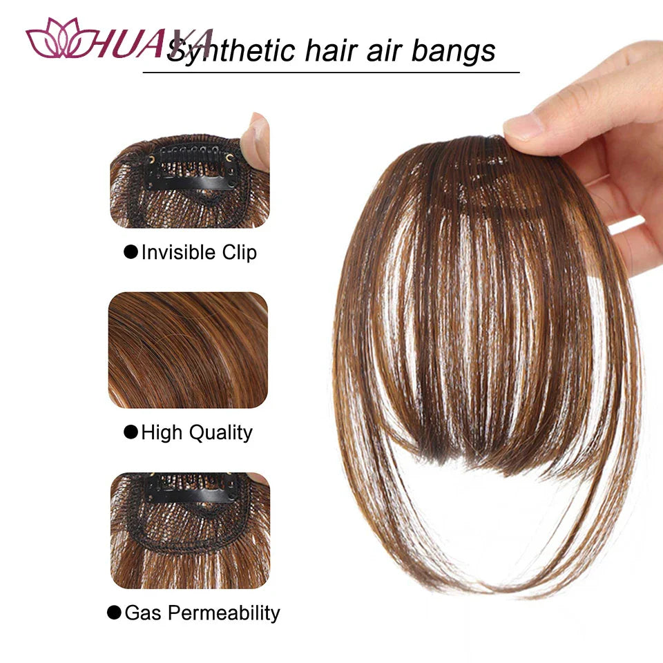 Synthetic Air Bangs Clip-In Hair Extension - Invisible Natural Front Fringes Fiber Hair Accessory