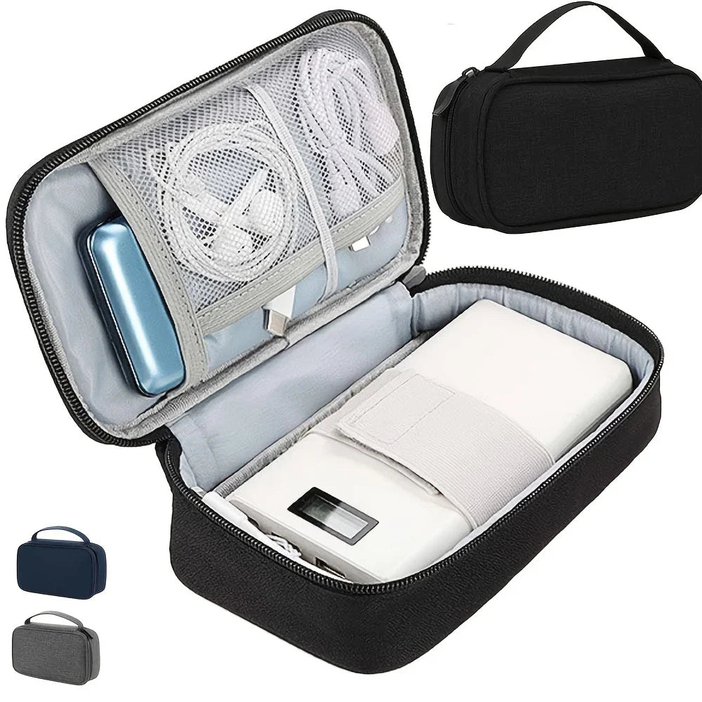 Portable Travel Cable Organizer Bag – Multifunctional Zipper Case for USB Gadgets, Chargers & Accessories