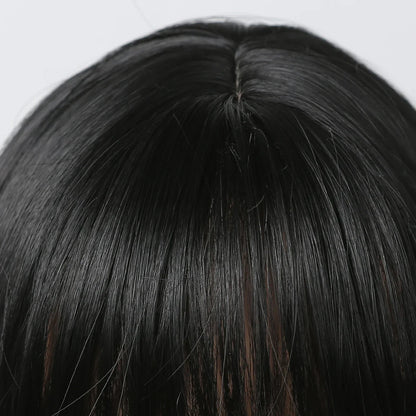 EASIHAIR Long Silky Straight Synthetic Wigs with Bangs: Black Cosplay Party Lolita Hair Wigs for Women - Natural Heat Resistant Wig
