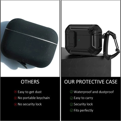 Carbon Fiber Shockproof Case for AirPods Pro 1/2 & AirPods 3 – Protective Headset Cover with Switch