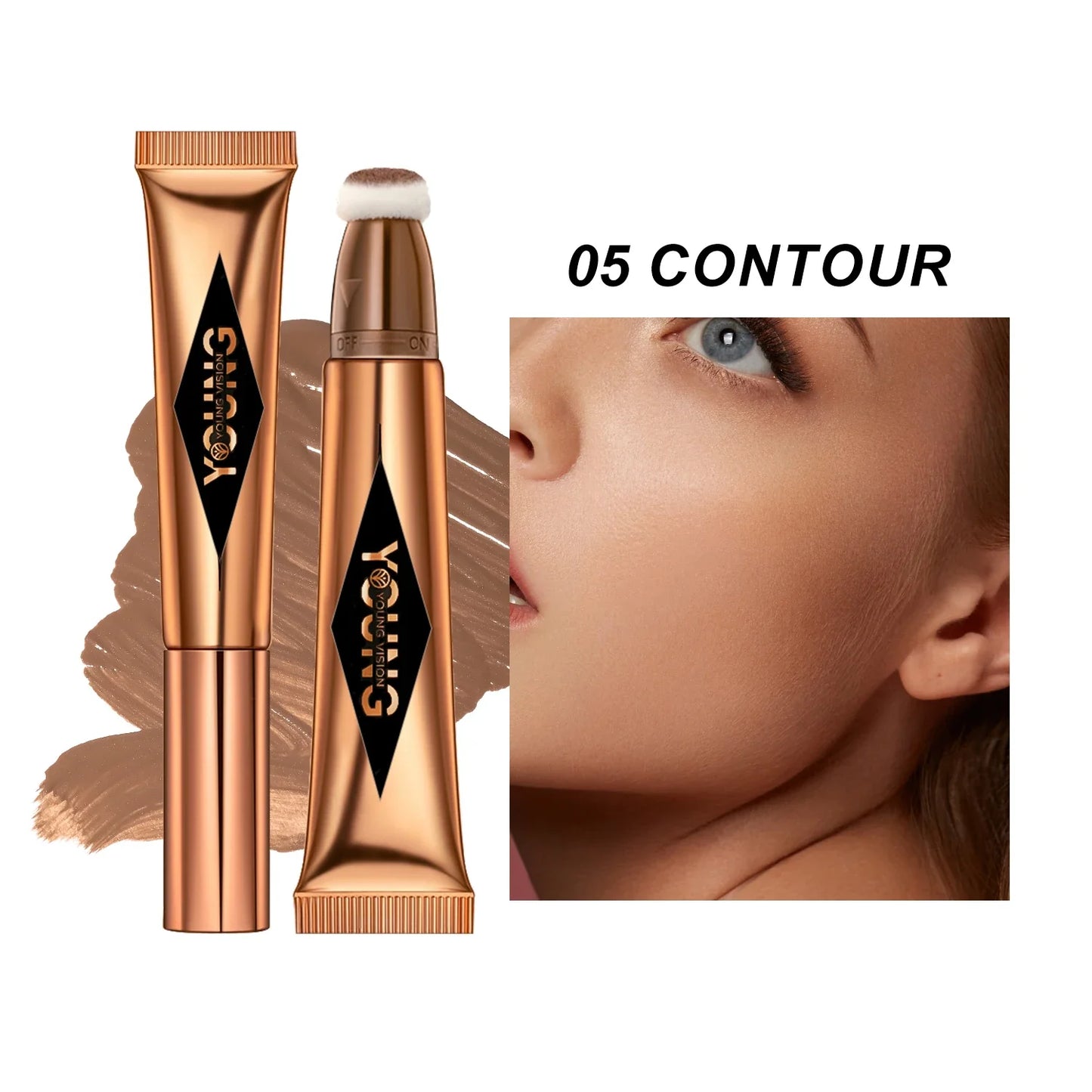 YOUNG VISION Air Cushion Powder Blusher – High Gloss Stick, 6 Color Options for Liquid Rouge Makeup