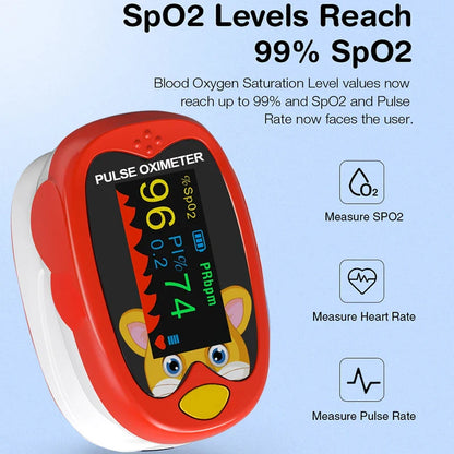 Handheld Finger Pulse Oximeter for Kids – LED TFT Screen, USB Blood Oxygen Monitor for Babies and Pediatrics