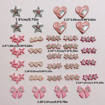43PCS Luxury Charm Set — Diamond Bow, Perfume Bottle, Butterfly & Lip Decorations for Phone Case, Purse, and DIY Crafts
