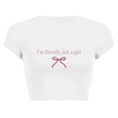 Harajuku Y2K Women’s White Crop Top – Casual Short Loose Summer Tee