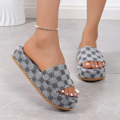 Women’s Floral Platform Sandals - Designer Flat Beach & Outdoor Slippers