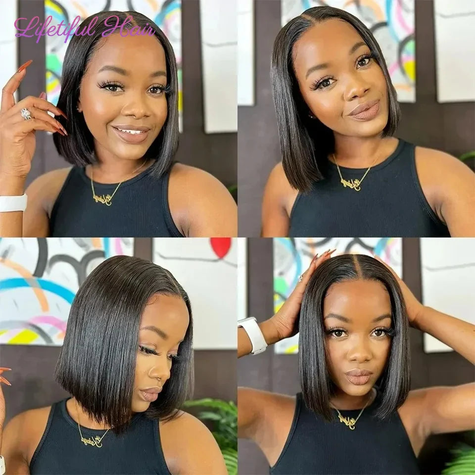 Glueless Bob Human Hair Wig — Ready-to-Wear Straight 4x4 Transparent Lace Closure for Women
