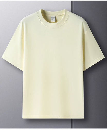 100% Pure Cotton Men’s Summer T-Shirt – High-End Short Sleeve Round Neck Breathable Fashion Top