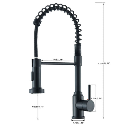 Matte Black Kitchen Sink Faucet - One Handle Spring Hot & Cold Water Tap, Deck Mounted Bathroom & Kitchen Mixer Tap