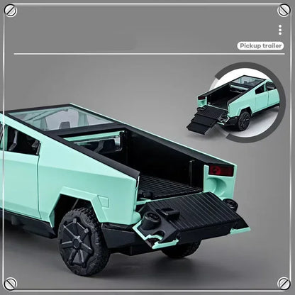 1:32 Tesla Cybertruck Diecast Alloy Model Car with Sound & Light – Off-Road Truck Toy Gift for Kids with Carrying Suitcase