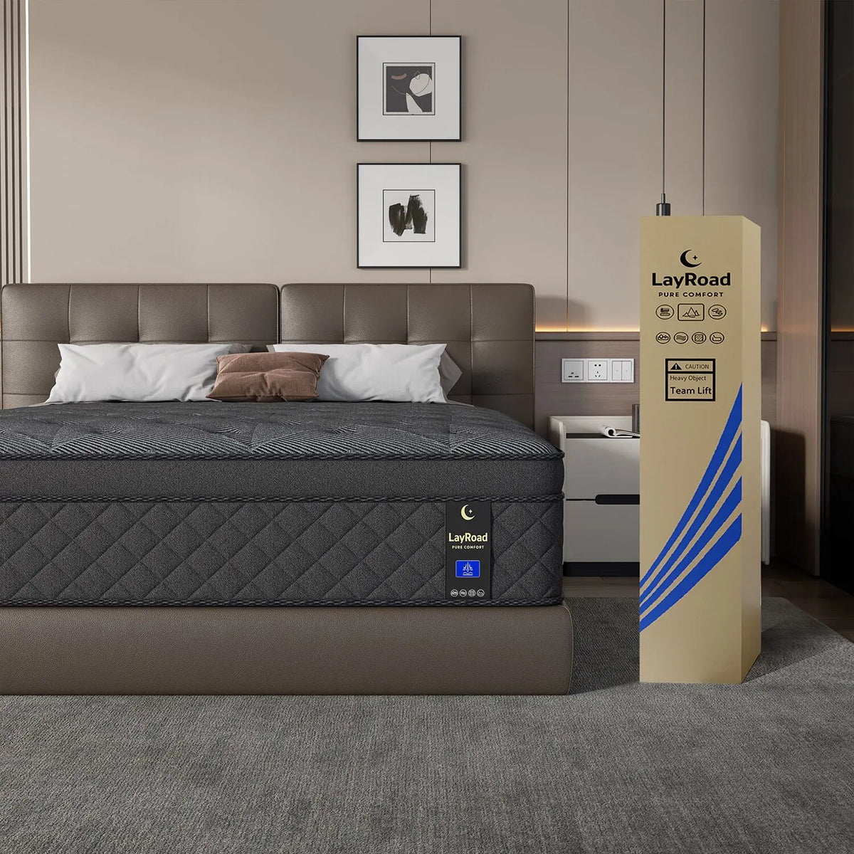 LayRoad 12-14 Inch Memory Foam Mattress - Medium-Firm Bed-in-a-Box Mattress in Twin, Full, Queen & King Sizes