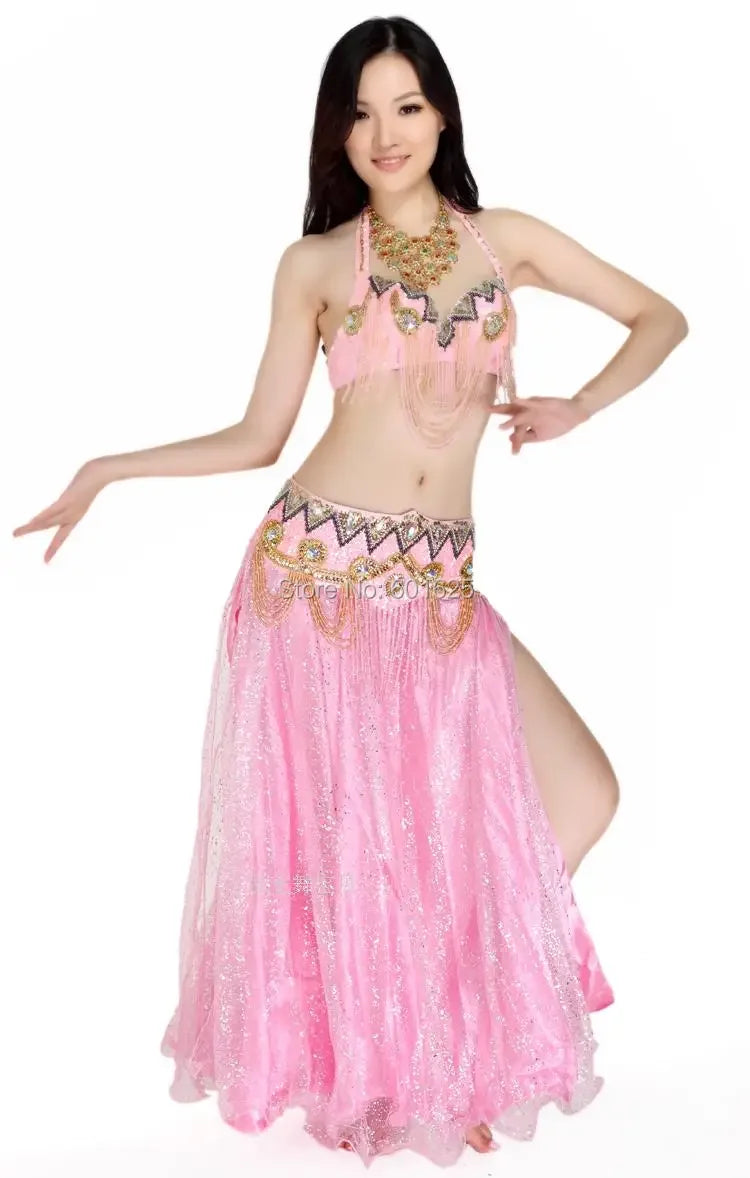 Sexy Belly Dance Costume Set for Women – 2-Piece Bra & Belt Outfit for Sizes 34D/DD,36D/DD,38/D/DDD,40B/C/D,42D/DD