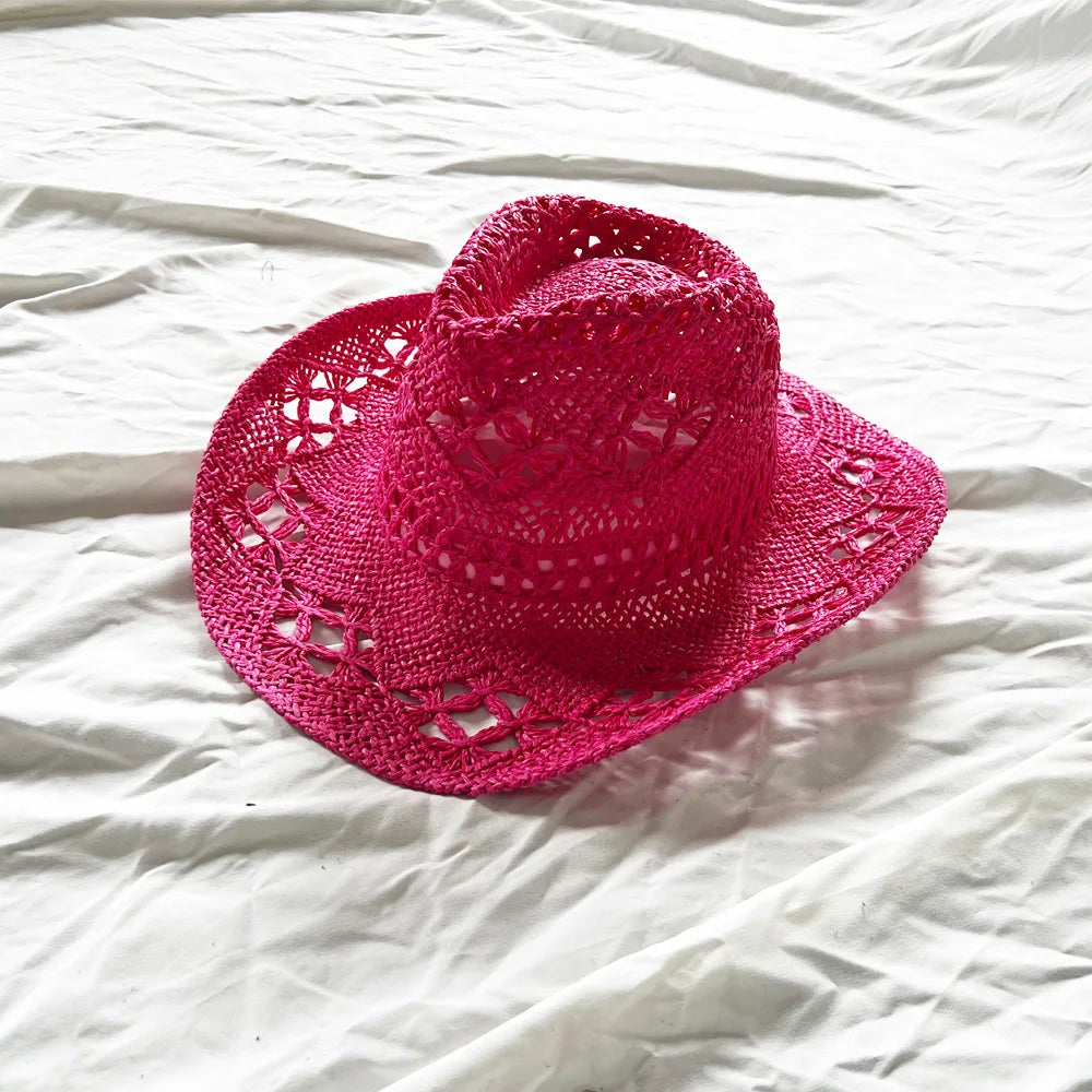Melesh Western Women's Mint Green Cowboy Hat – Straw, Wide Brim, Plasticity Strong for Sunshine & Beach Wear