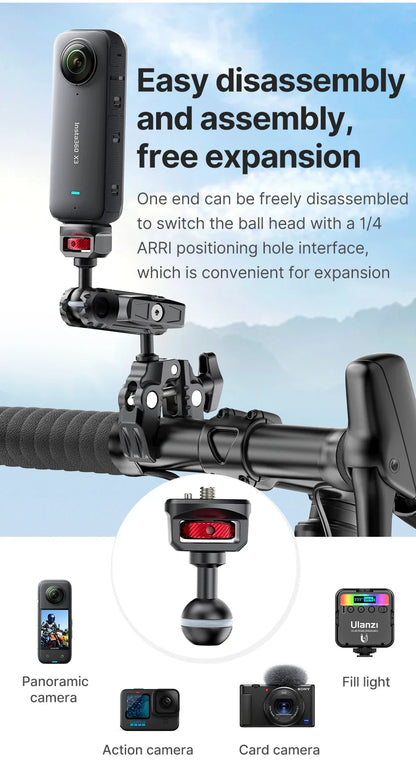 Ulanzi CO17 Super Clamp with 360° Dual-Head Magic Arm & Arri Adapter for Panoramic Camera, LED Light, and Umbrella