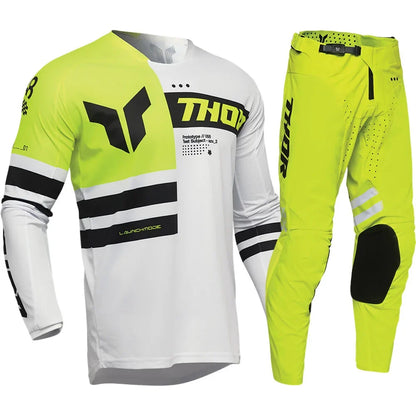 Thor 2026 Motorcycle Riding Set - Bleach Black Camo Off-Road Racing Gear Long Sleeve Jersey and Pants