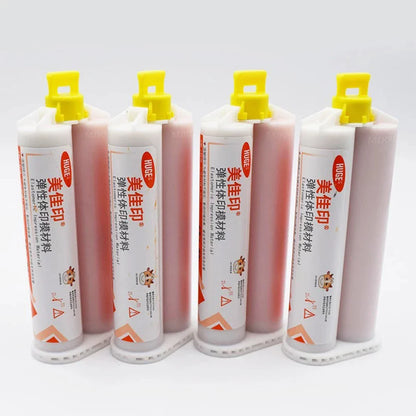 Dental Impression Light Body Silicone Rubber 50ml with Elastomeric Mixing Tips – Gum Bite Registration Material
