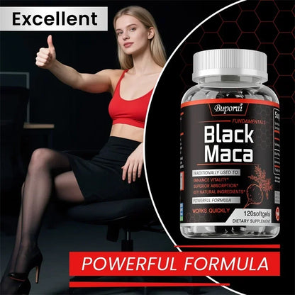 Black Maca Supplement – Natural Energizer for Performance, Energy, Endurance, Muscle Mass & Hormone Balance