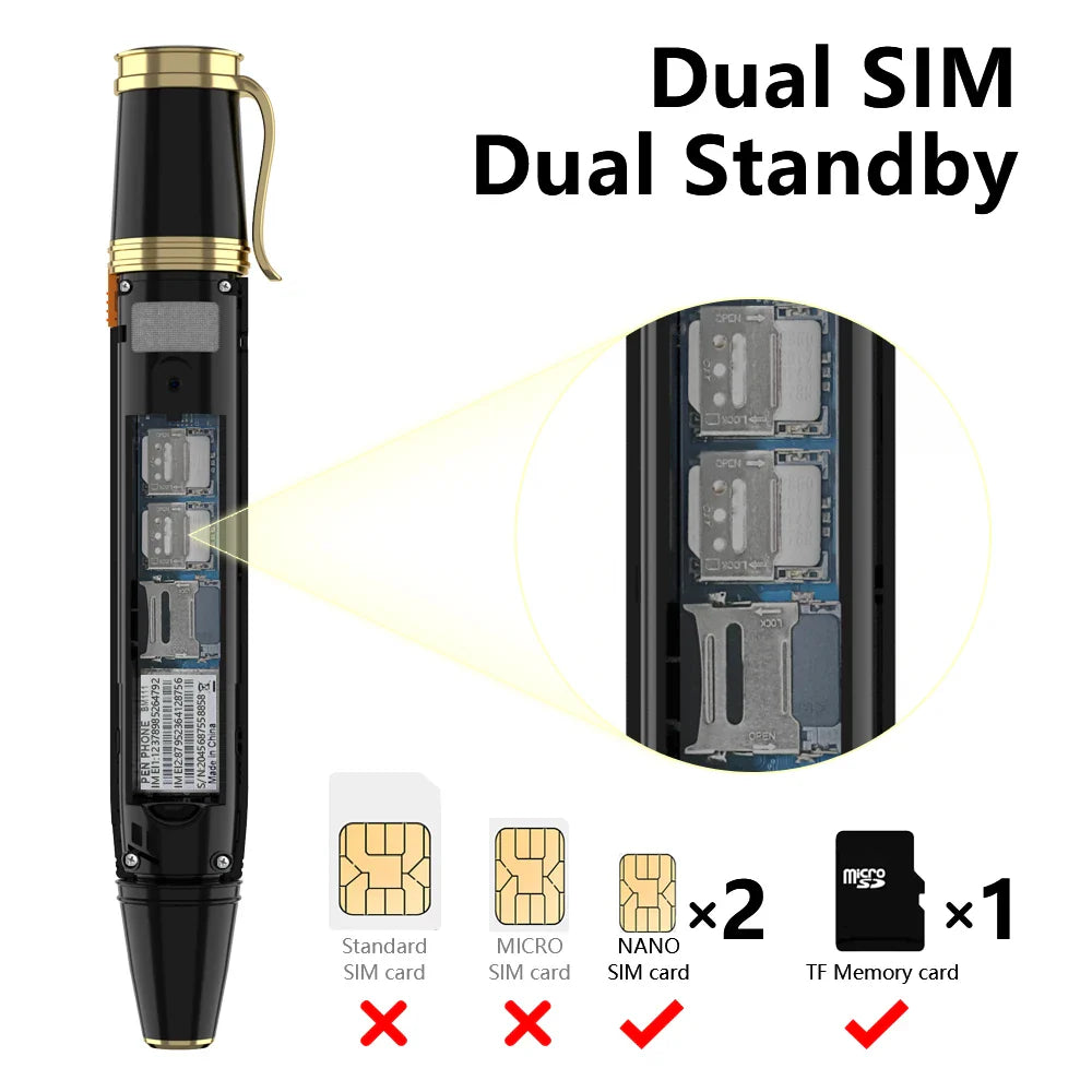 SERVO BM111 3-in-1 Magic Voice Pen Phone – Portable Dual SIM Mobile, Bluetooth Dial Recorder, and Original Telephone Device