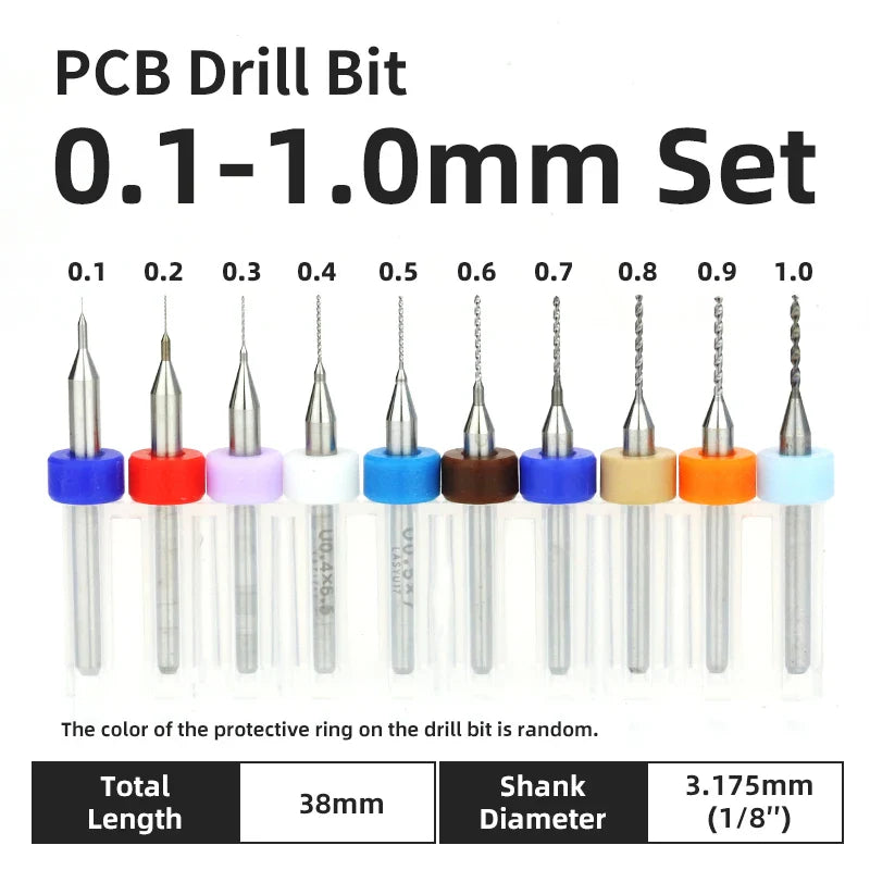 0.1–1.0mm Micro Carbide PCB Drill Bit Set – Tungsten Steel Bits for CNC, Wood & Circuit Board Precision Drilling
