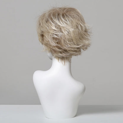 Platinum Blonde Short Pixie Cut Wig – 8 Inch Human Hair Wig with Bangs for Women, Soft Machine Made