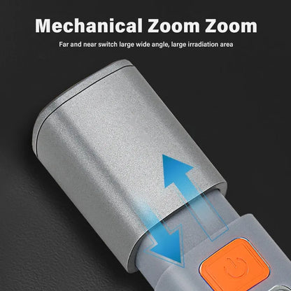 Strong Lighting ABS Flashlight - USB Rechargeable Portable Outdoor Camping Lamp with Telescopic Focus & COB Side Light