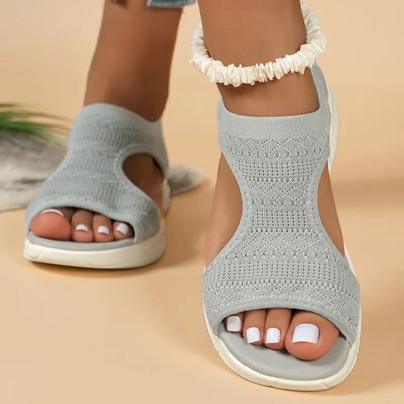 2025 Summer Women’s Casual Sports Sandals – Comfortable Mesh Wedge Beach & Roman Sandals