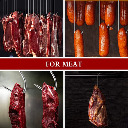 Premium Stainless Steel S Hook for Smoking, Butchering, and BBQ - Ideal for Chicken, Pork, Sausage, and Bacon