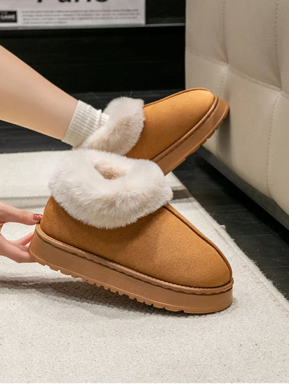 2024 Women's Fashion Snow Boots – Fluffy Plush Faux Fur Winter Slippers, Cozy Indoor Shoes for Men & Women